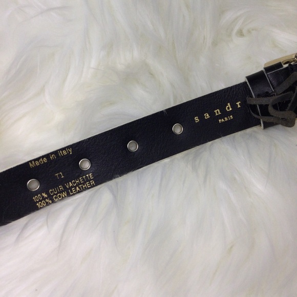 Sandro Black Leather Belt with gold/silver hardware - One Size - Picture 5 of 5